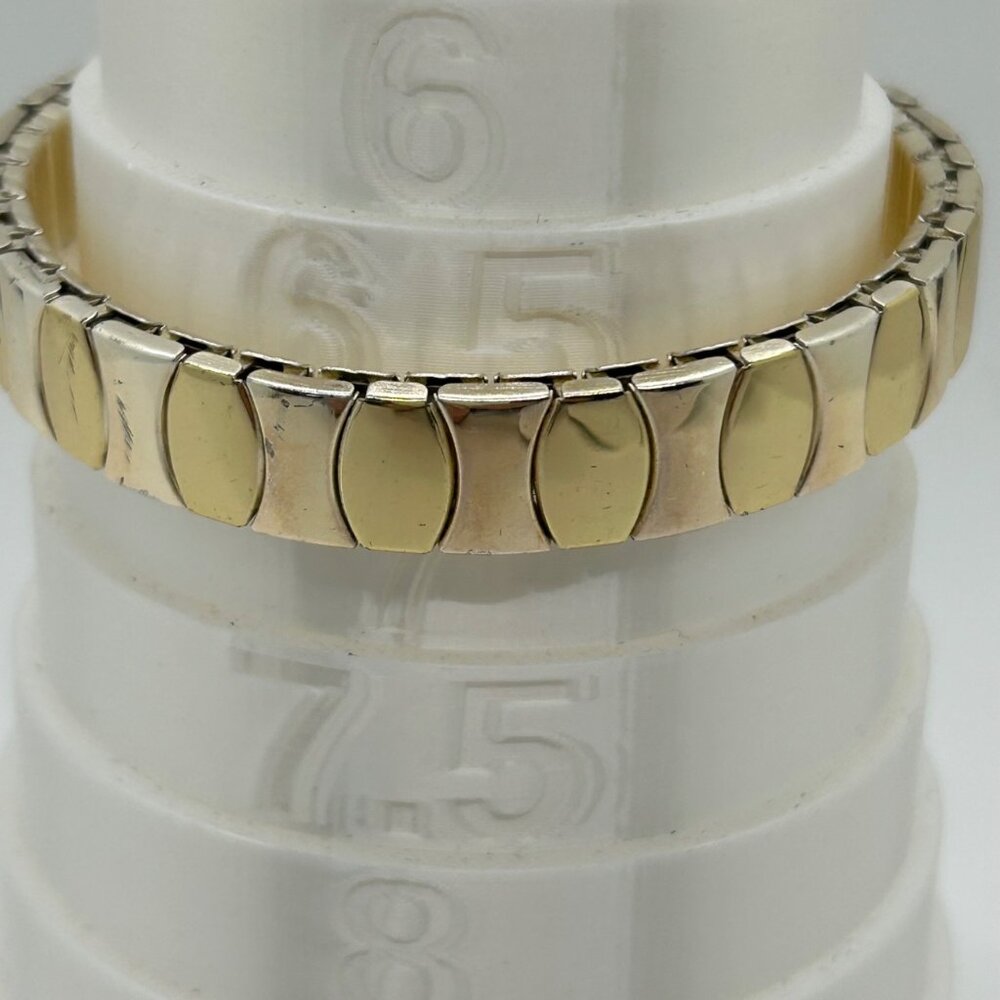 Vintage Two-Tone Gold & Silver Finish Expansion Stretch Link Bracelet Size 7 - Picture 11 of 15